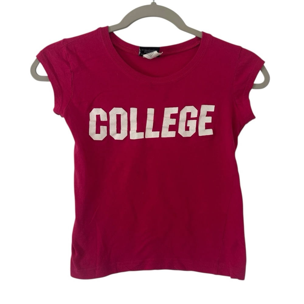 Pink Animal House 2000s Y2K Style College Baby Tee Top Shirt Women’s Size Small!